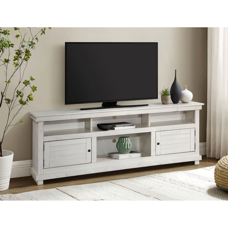 Distressed Tv Stand, 27 Inches High, 70 Wide, Four Compartments And Two Concealed Areas For Organizing Devices Pine Stand With Charm, 16.63 Six Storage Of Controllers