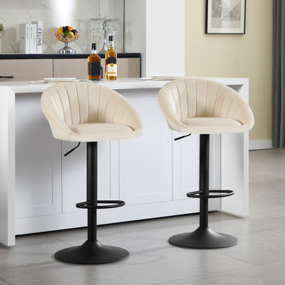 Swivel Upholstered Adjustable Height Counter Stool with Metal Frame