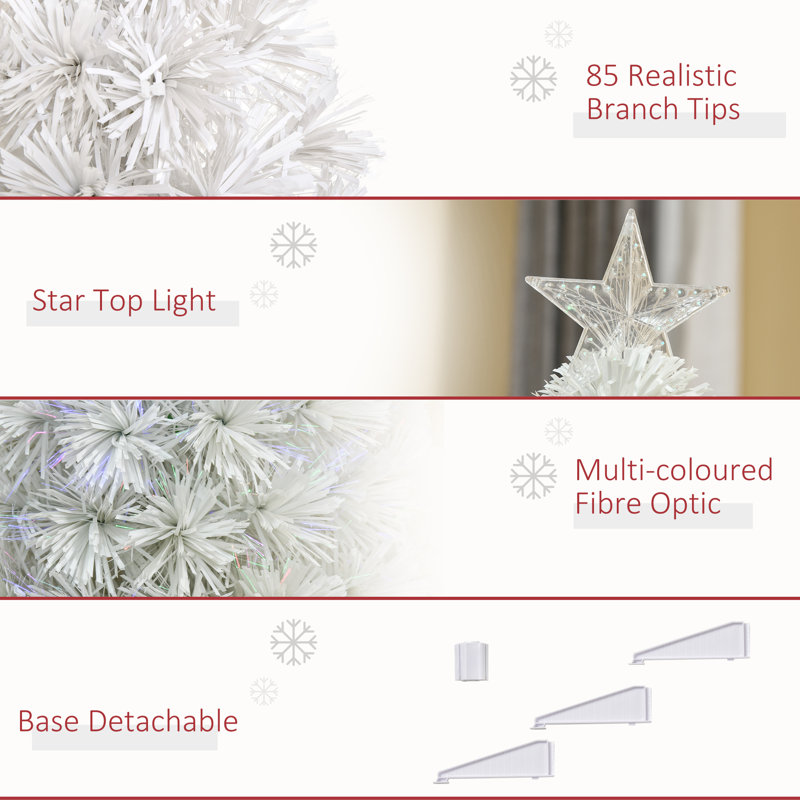 Sapin de Noël artificiel blanc de table 2,67 pi avec 85 lumières multicolores