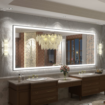 Aevar UL Certified Front & Back LED Anti-Fog Tempered Glass Framed Bathroom/Vanity Mirror with 3-Year Warranty