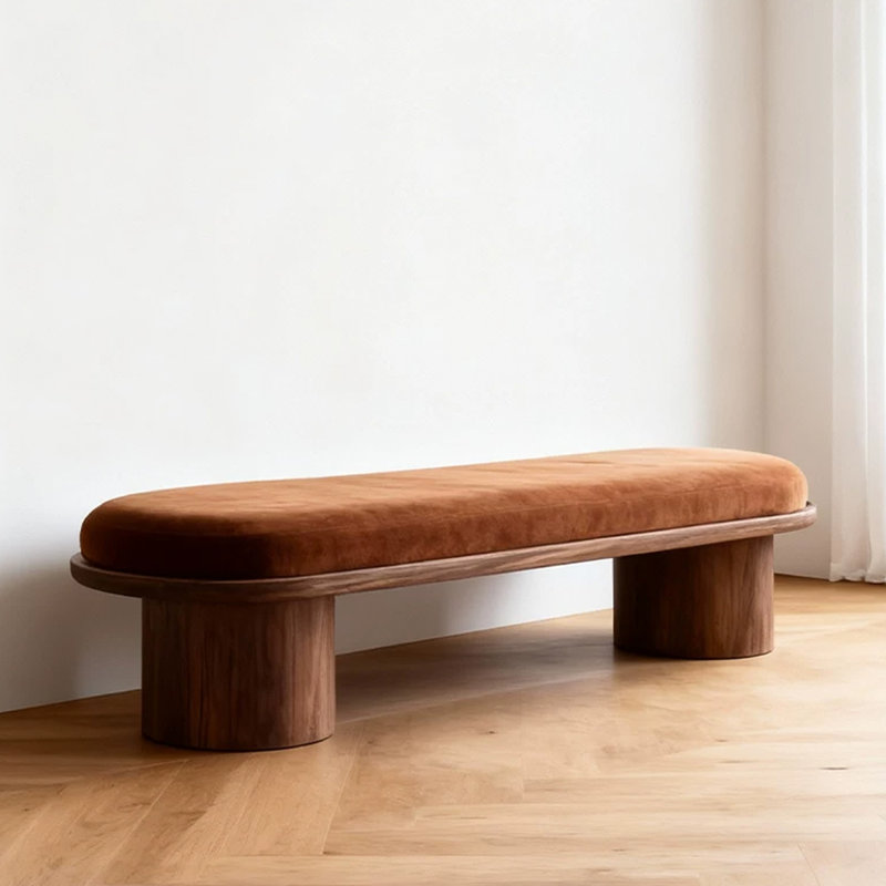 Banc rembourré caramel, Caramel