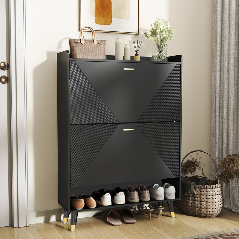 Armoire à chaussures avec 2 tiroirs rabattables