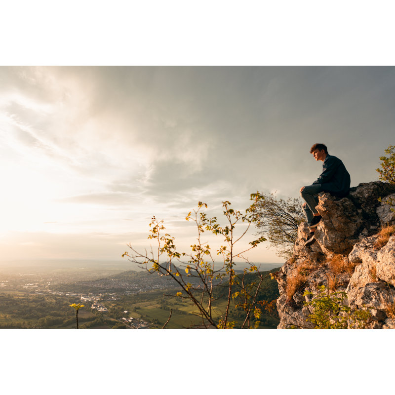 Teenager Sitting by Finn Hafemann - Wrapped Canvas Print, 30cm H x 46cm W