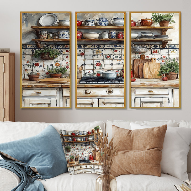 Country Kitchen Rustic Dream II - ensemble de reproductions d'art mural de cuisine, H 28 po x l 36 po x P 1 po