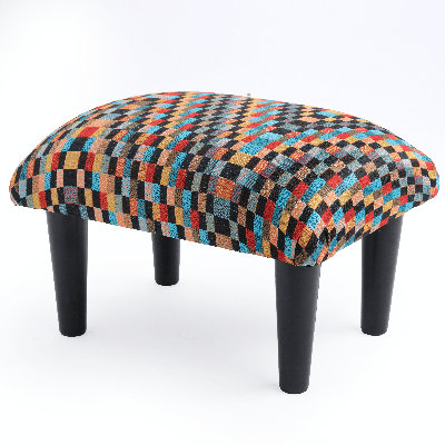 Eaker 38cm Wide Velvet Rectangle Plaid Footstool Ottoman