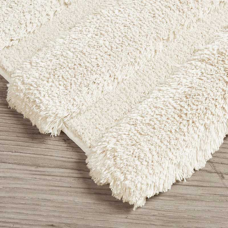 24x58" Bath Rug, 100% , , Stripe, Fade & Stain , Machine Washable , Stripe Design, Sheen, Non-skid Backing