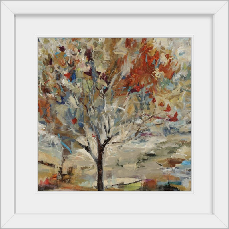 « Red Bird Tree », reproduction d'art Aniha, Tolya, Cadre blanc, H 24 po x l 24 po x p 1 po