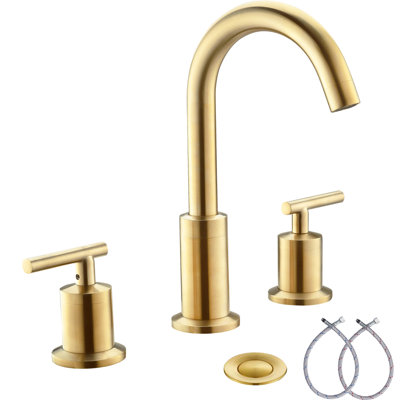 Widespread 2-handle Bathroom Faucet with Drain Assembly