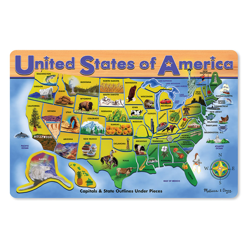 Carte en bois des États-Unis