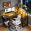 Metal Base Computer Desk with Power Outlet-1009136429