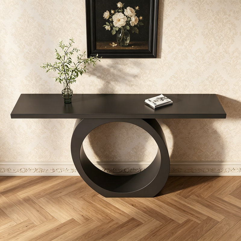 Console en bois massif avec base en anneau