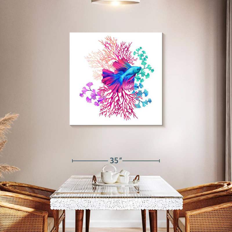 Brampt Betta Fish And Corals, 36" H x 36" W