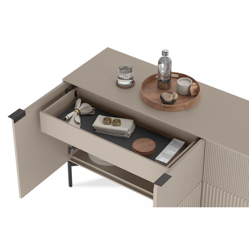 Zig 79.5'' W Credenza, Dune/Brushed Carbon