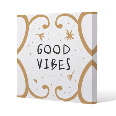 Good Vibes Slim Style Canvas Print, 15mm Slim Real wood.