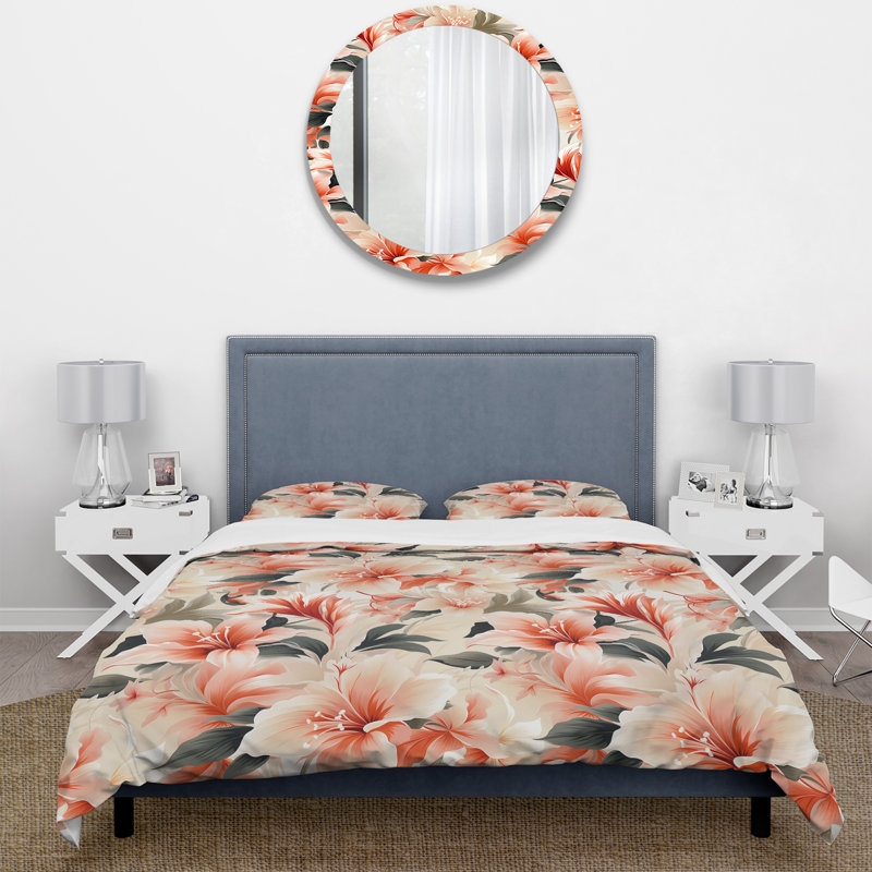 Literie délicate motif tropical neutre I, Housse de couette pour très grand lit et 2 très