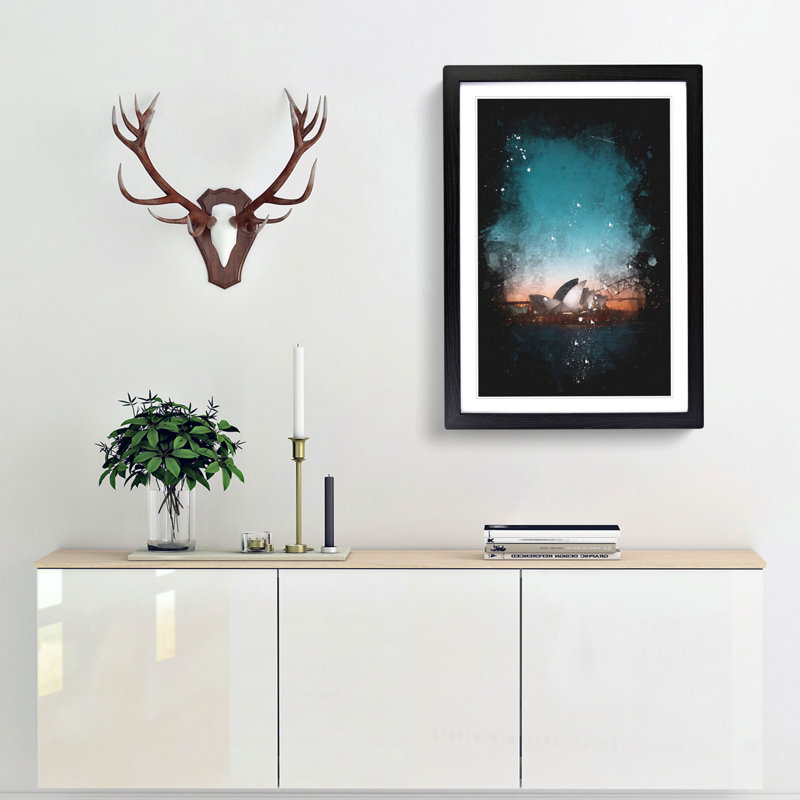Sydney Opera House in Australia Abstract - Framed Print, 63cm H x 45cm W x 2cm D, Black Framed