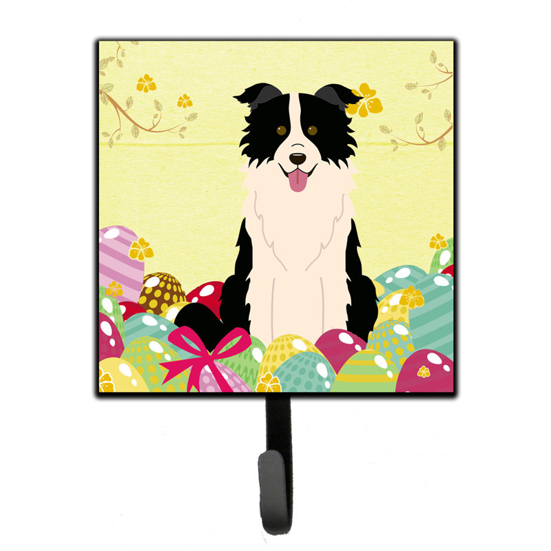 Mcelyea Metal Wall Organizer with Key Hooks, Red/Blue/Grey, Border Collie