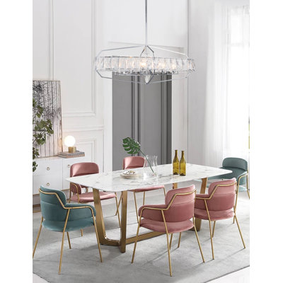 10-Light Chrome Chandelier With Hanging Clear Crystals