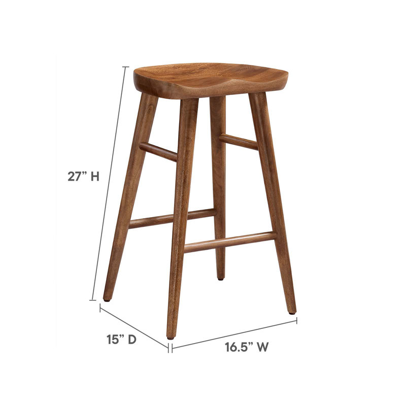 Saville Backless Wood Bar Stools - Set Of 2 In Walnut, Walnut, Counter Stool (27" Seat Height)