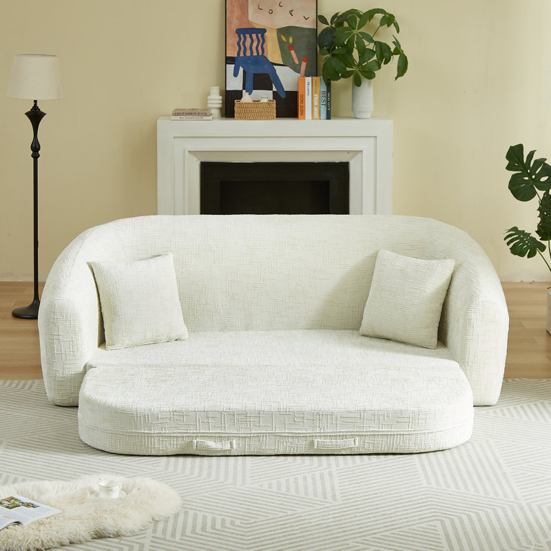 Canapé inclinable incurvé de 87 po, Beige
