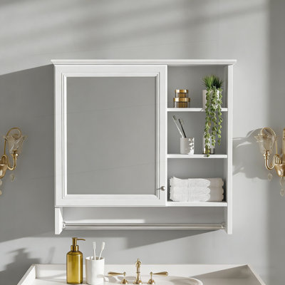 Armoire à miroir 30 po 2 en 1 avec tablette réglable, charnières à fermeture en douceur, panneau de fibres à densité moyenne de haute qualité, pour meuble-lavabo, salon, rangement de chambre à coucher