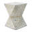 Geometric, Triangular Pattern Capiz Stool - Yellow, Blue Finish