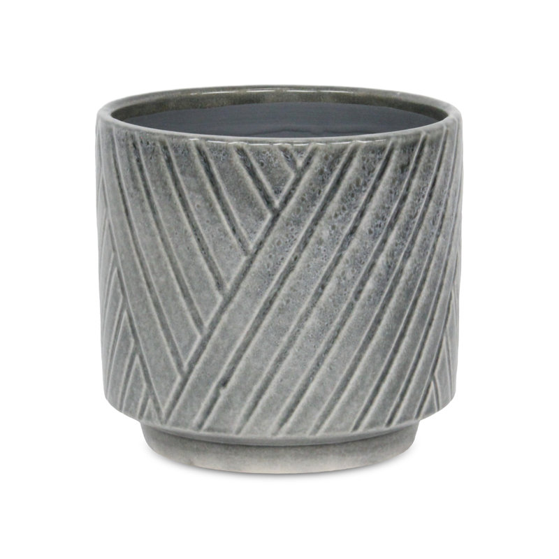 Kettering Handmade Ceramic Pot Planter, Light Gray, 6.5" H x 7" W x 7" D