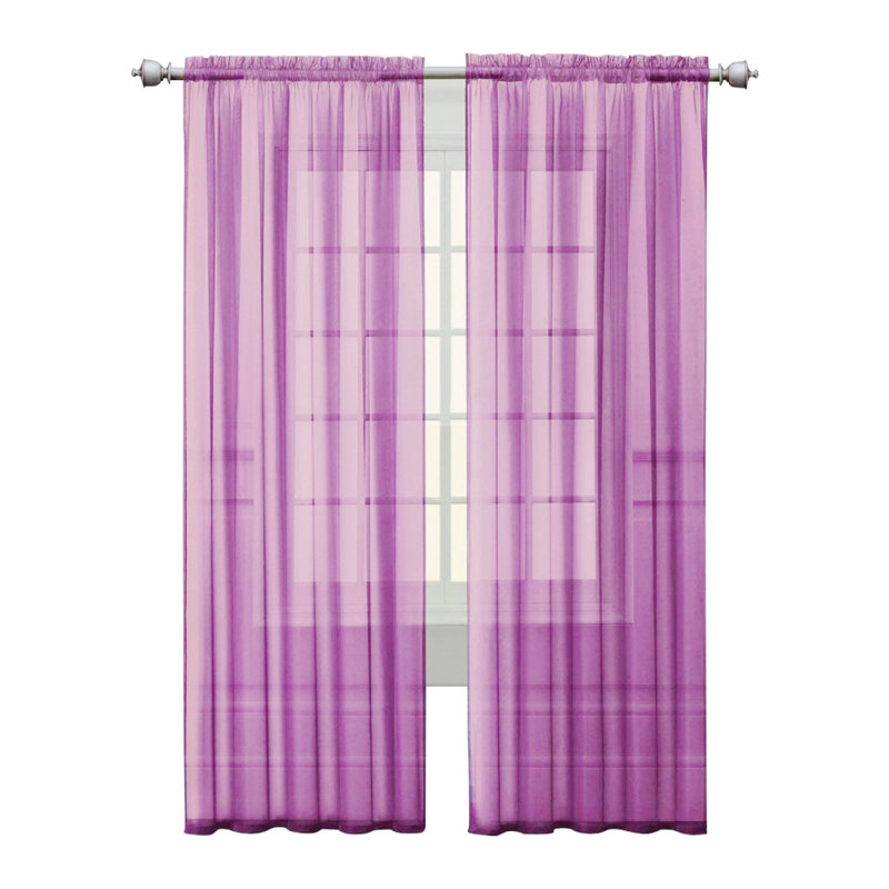 1pièces rideaux en tulle translucide translucide moderne pour fenêtre de salon voilage pour salon 100 cm x 200 cm, Mauve