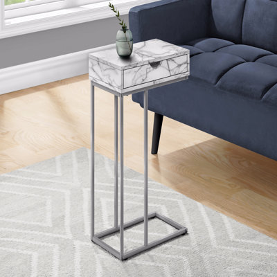 Accent Table, C-Shaped, End, Side, Snack, Storage Drawer, Laminate, Metal, Contemporary, Modern
