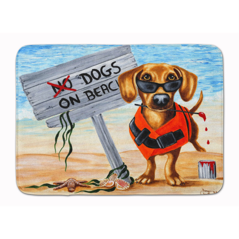 Tapis pour salle de bain en mousse à mémoire de forme teckel dog beach