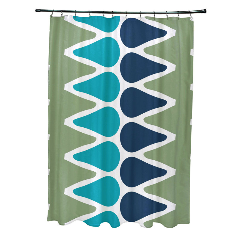 Ferrier Geometric Shower Curtain, Green/Light Blue/Navy Blue