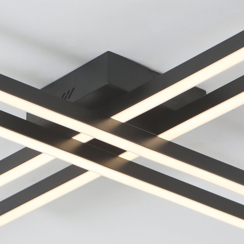 Plafonnier semi-encastré à DEL 4 lumières Whisman, Noir mat, H 3,3 po x l 43 po x P 43 po