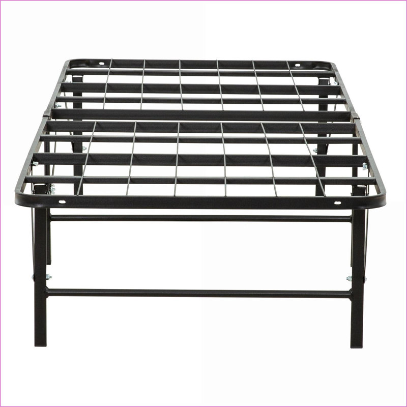 Cadre de lit plateforme simple en métal TG - aucun sommier requis, robuste avec rangement sous le lit, noir