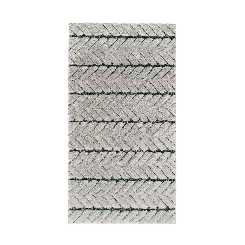 Herron Geometric Bath Rug, 24" W x 39" L, White