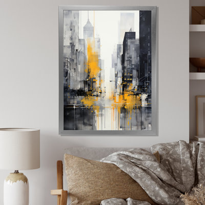 " Grey Yellow Minimalism Rhythms Of City III "