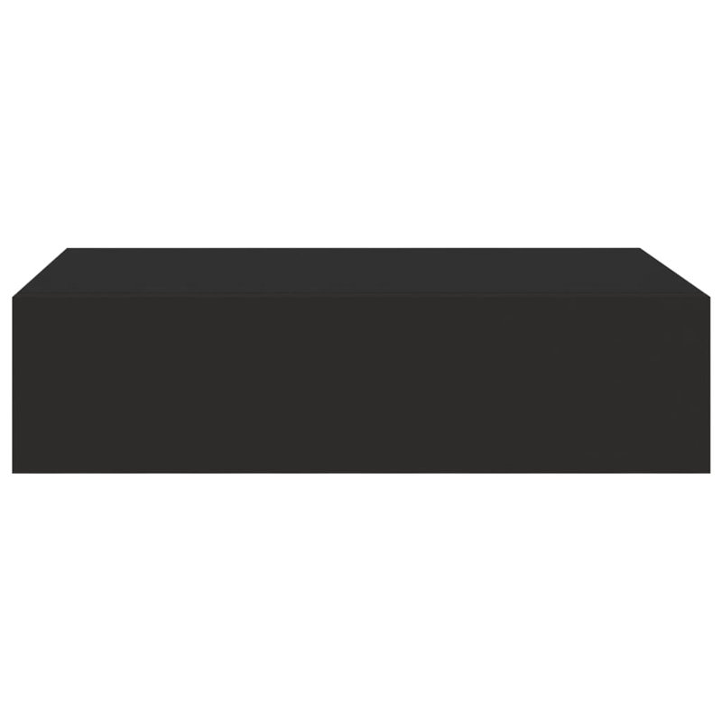 Azariana Floating Shelf with Drawer, Black, 10cm H x 40cm W x 23.5cm D
