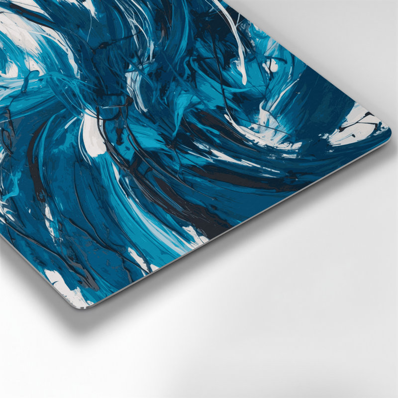 «Lyrical Abstraction 11», art mural en métal bleu, H 8 po x l 8 po