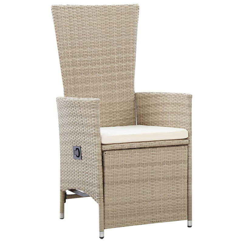 Chaise de patio inclinable avec coussins, Beige