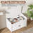 Shoe Storage Bench with Lift Top Storage, Wood Entryway Bench with Cushion, Adjustable Shelves-121234923