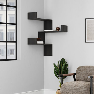 Luci 3 Piece Corner Wall Mounted Floating Shelf Modern Space-Saving Design