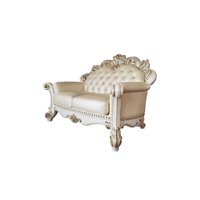 Vendome 70" Champagne and Antique Pearl Loveseat with Pillows