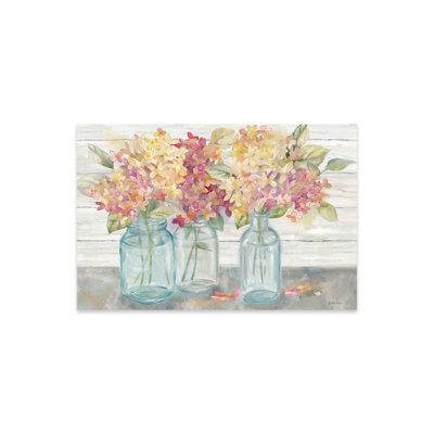 Farmhouse Hydrangeas In Mason Jars Spice by Cynthia Coulter - Unframed Graphic Art