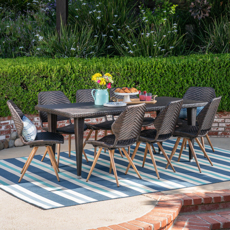 Pluto 8 - Person Patio Dining Set with Rectangular Table