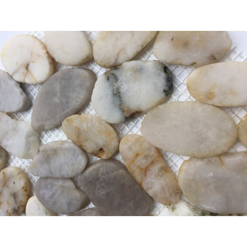 White Flat Pebble Mosaic 12" x 12"