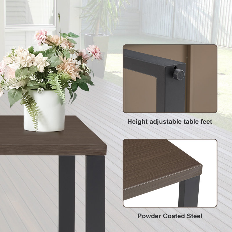Table basse d'extérieur carrée L 28,75 po x l 28,75 po Nazime, Brun