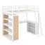 Lit mezzanine simple avec tablettes et bureau-118032713