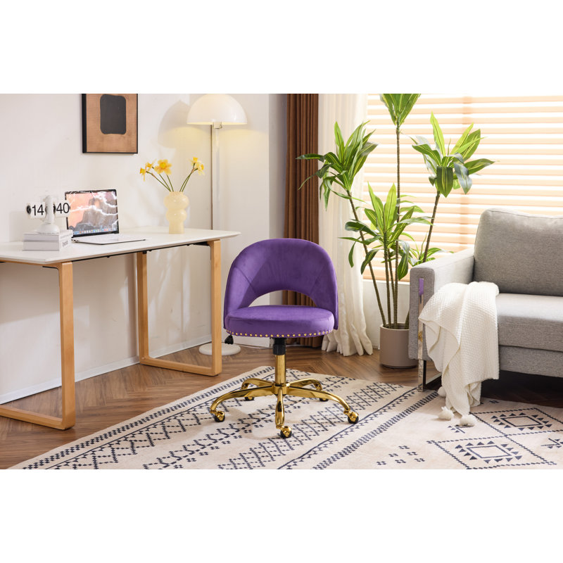 Fauteuil de bureau avec roulettes, Velours, Mauve