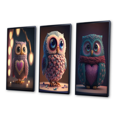 "Mignon tricoté au cœur de la Saint-Valentin" - 3 pièces sur toile