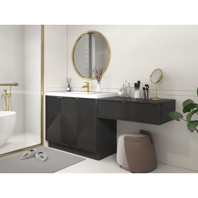 Monterey 42" Freestanding Bathroom Vanities With Acrylic Sink & 36" Black Drawer