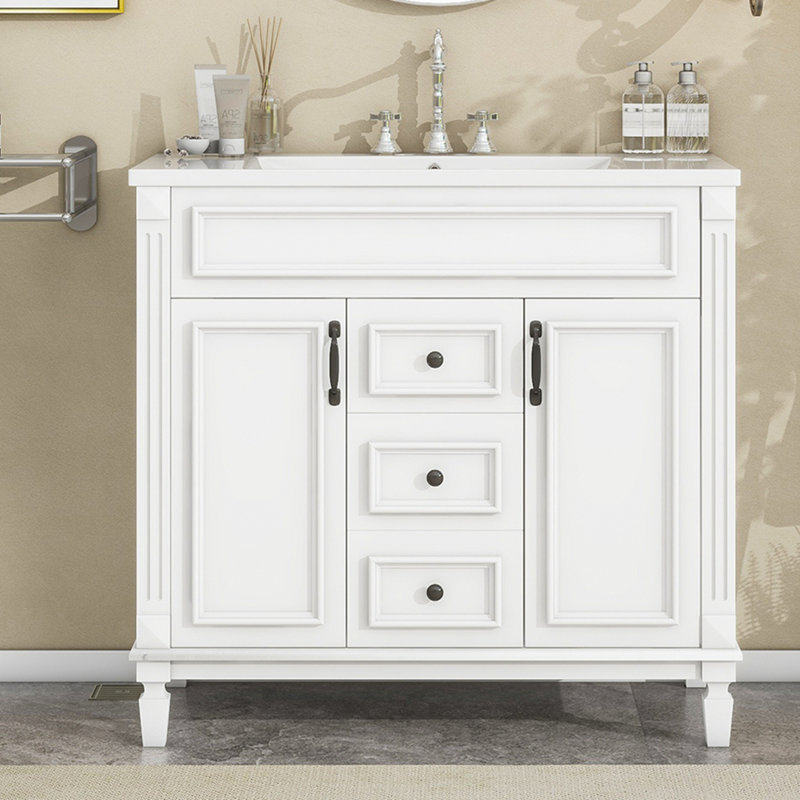 Meuble-lavabo 36 po avec lavabo supérieur, Blanc